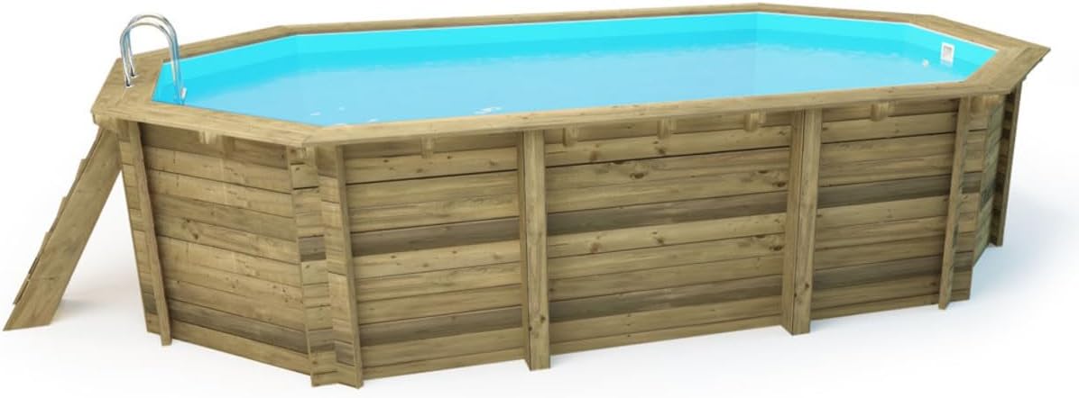Piscina de Madera Miami - 4,86 x 3,36 x 1,20 m + Cubierta de Burbujas de 180 