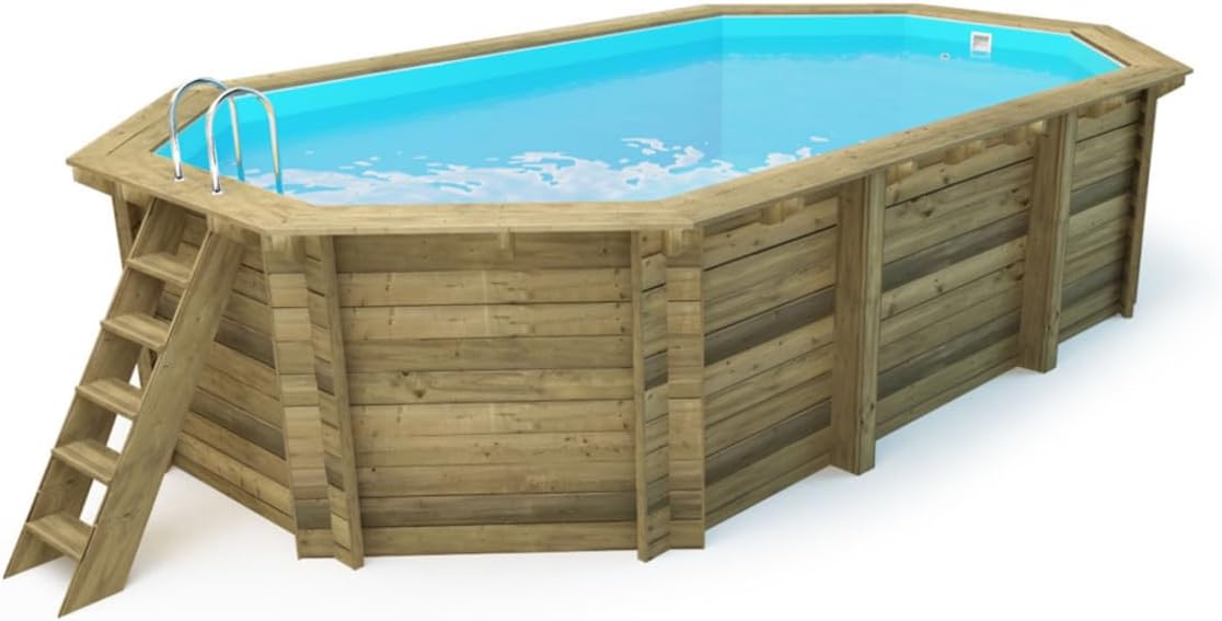 Piscina de Madera Miami - 4,86 x 3,36 x 1,20 m + Cubierta de Burbujas de 180&nbsp;